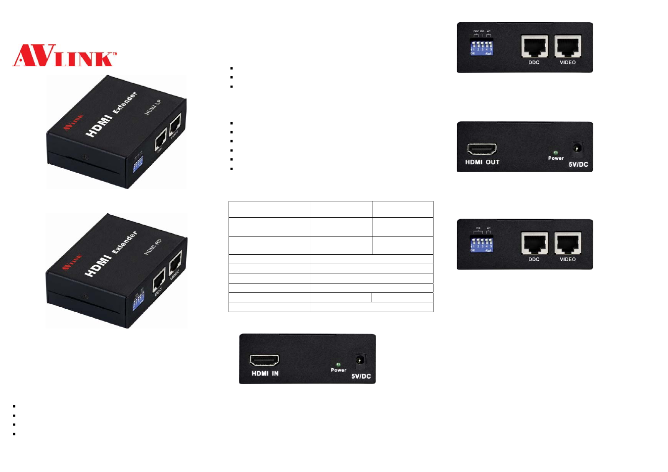 Avlink HDMI-EP User Manual | 2 pages