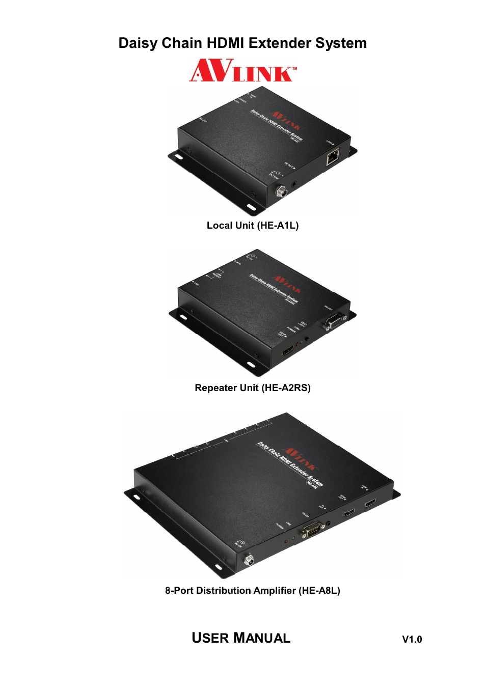 Avlink HE-A8L User Manual | 6 pages