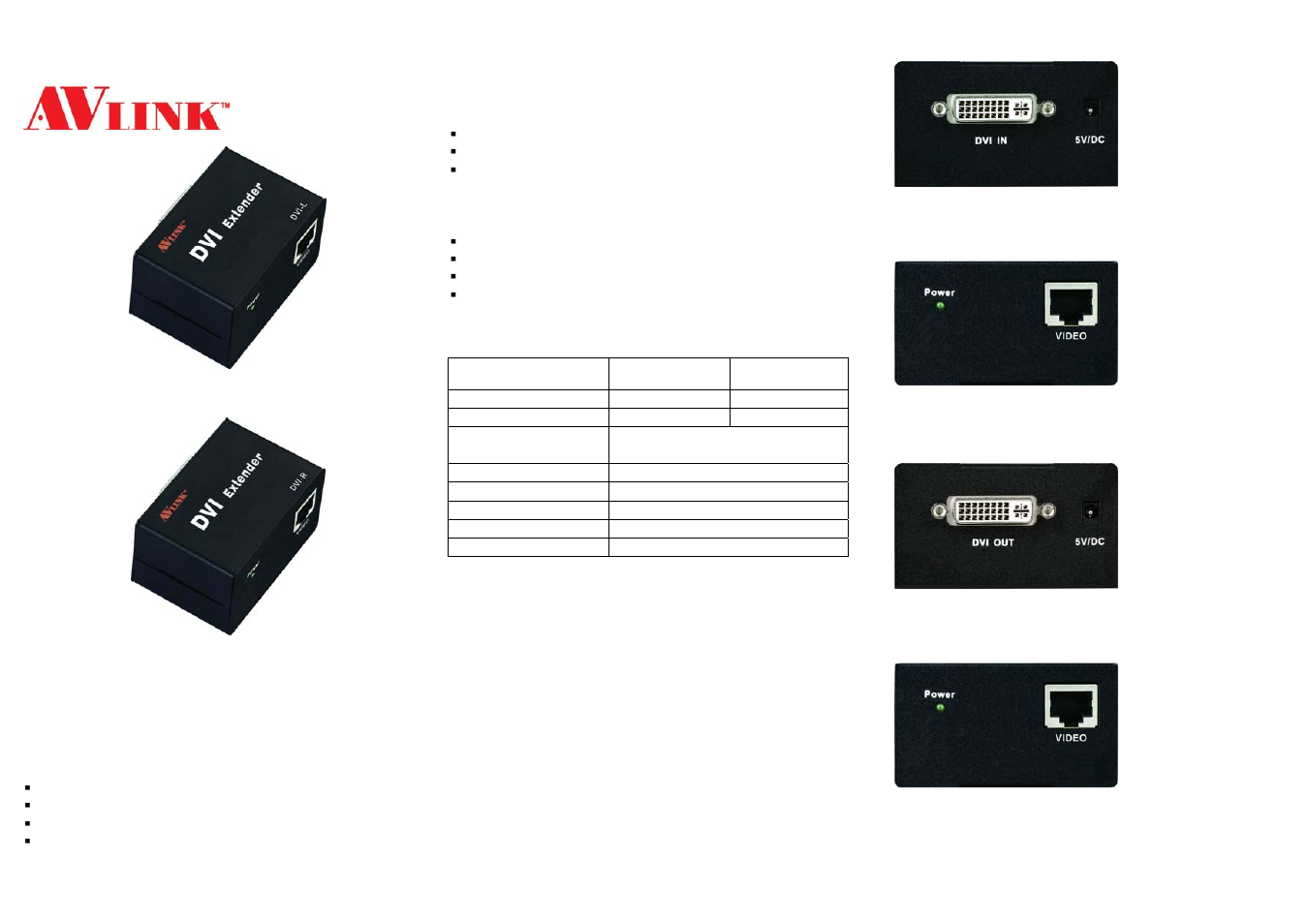 Avlink DVI-E User Manual | 2 pages