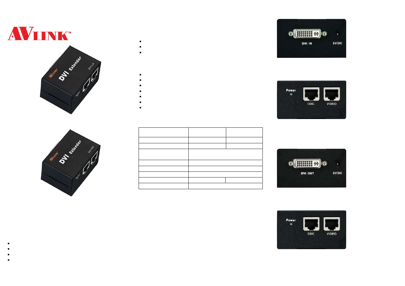 Avlink DVI-EH User Manual | 2 pages