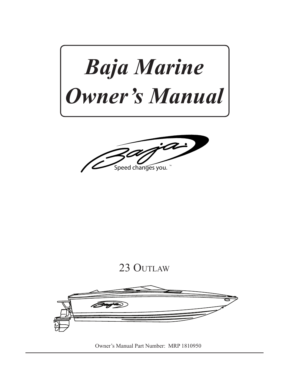 Baja Marine Outlaw 23 User Manual | 82 pages