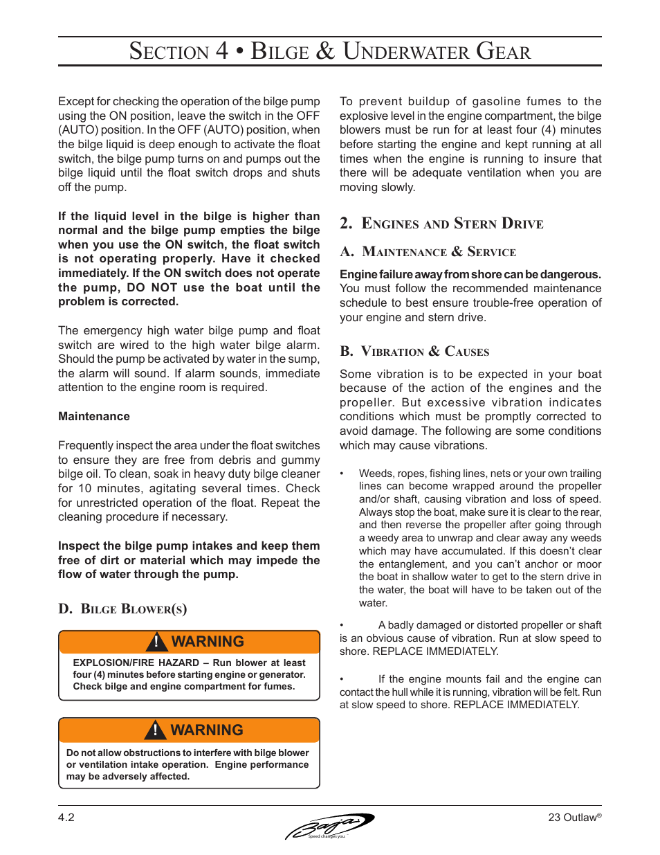 4 • b, Ection, Ilge | Nderwater | Baja Marine Outlaw 23 User Manual | Page 44 / 82