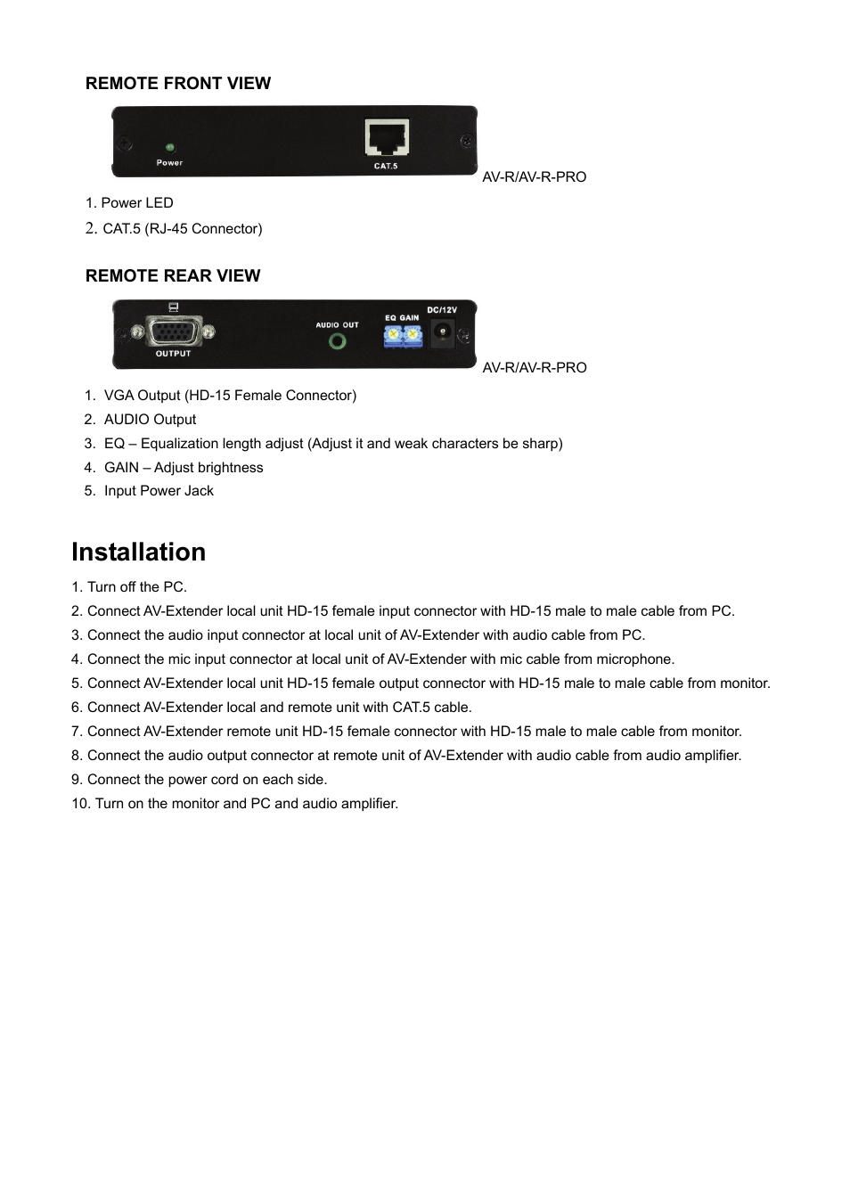 Installation | Avlink AV-E32 User Manual | Page 6 / 8