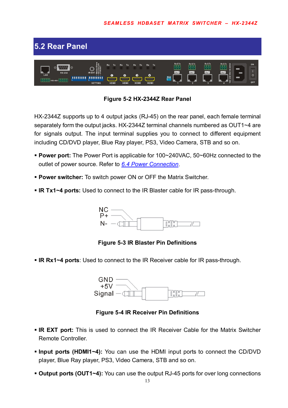 2 rear panel | Avlink HX-2344Z User Manual | Page 14 / 72