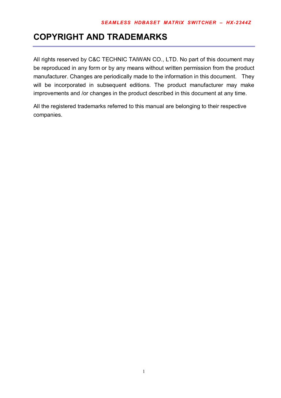 Copyright and trademarks | Avlink HX-2344Z User Manual | Page 2 / 72