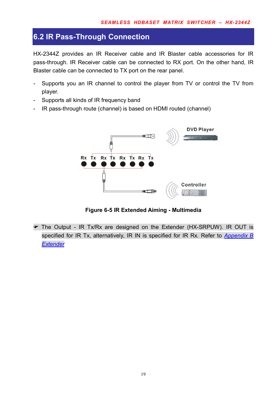 2 ir pass-through connection | Avlink HX-2344Z User Manual | Page 20 / 72