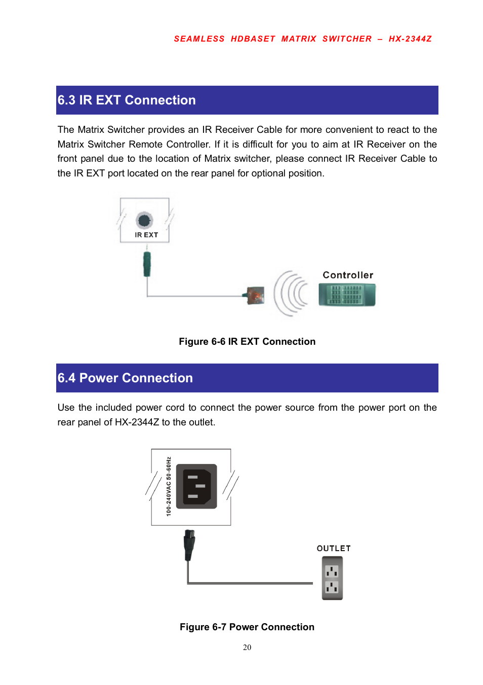 3 ir ext connection, 4 power connection | Avlink HX-2344Z User Manual | Page 21 / 72
