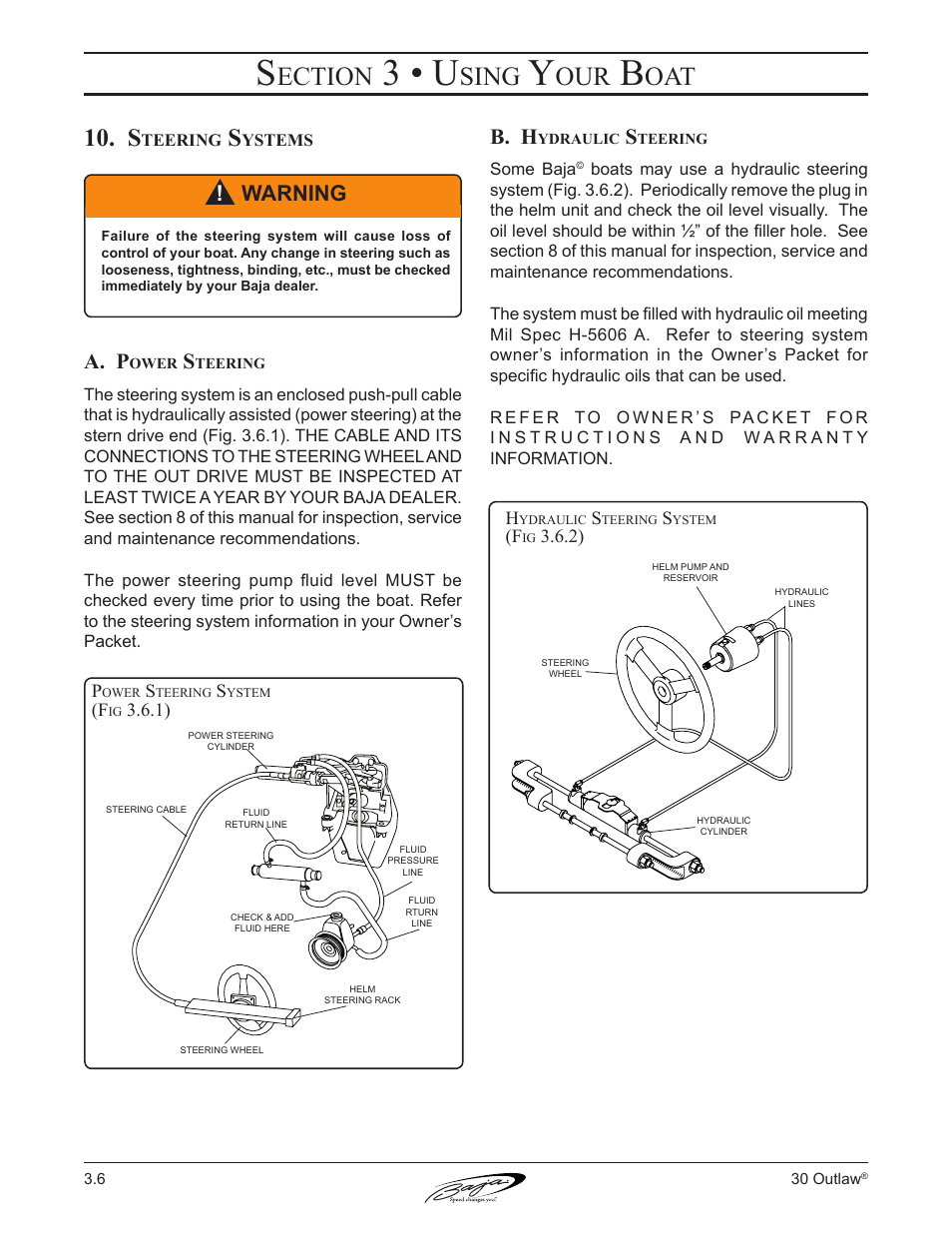 3 • u, Ection, Sing | A. p, B. h, Warning | Baja Marine Outlaw 30 User Manual | Page 43 / 84