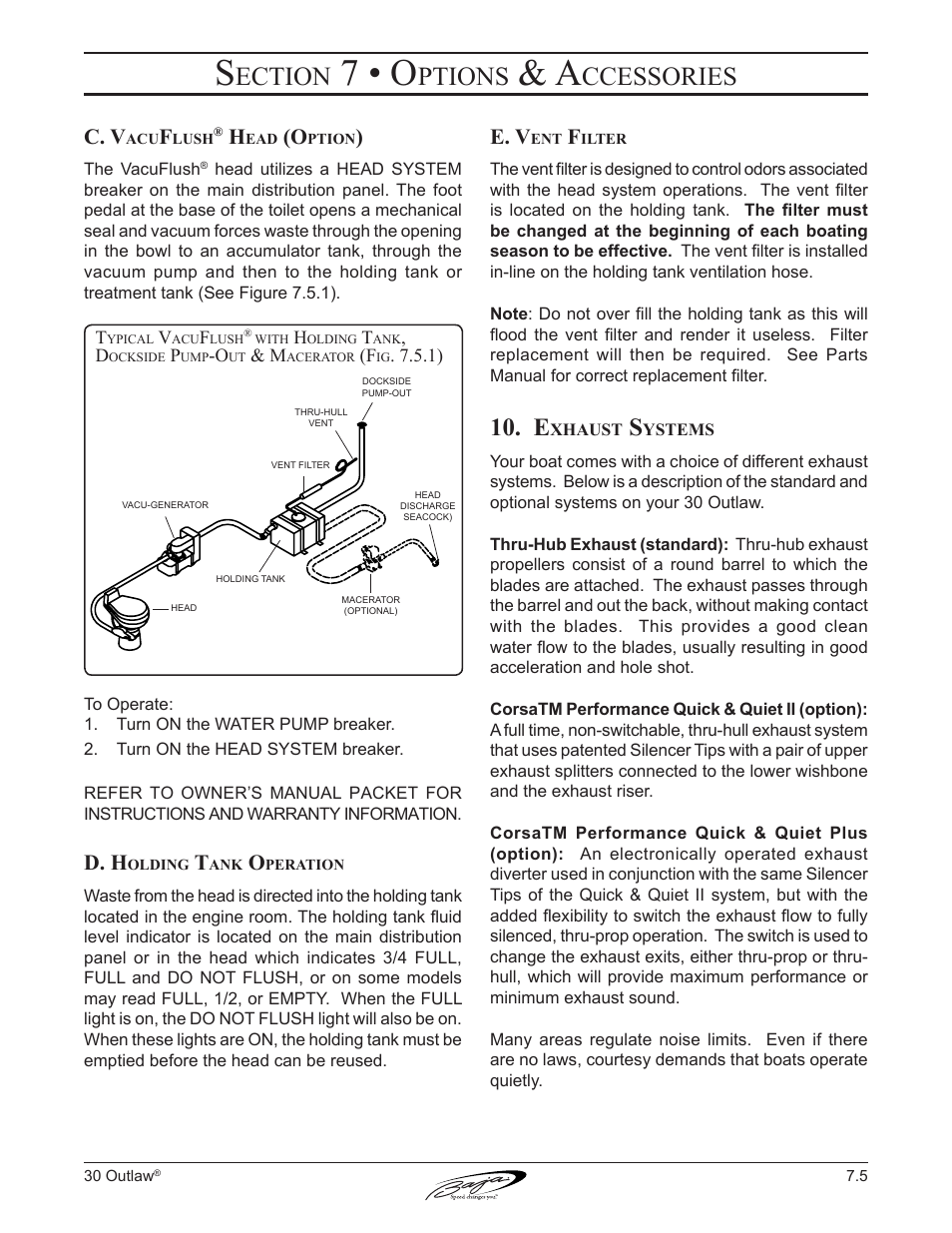 7 • o, Ection, Ptions | Ccessories, C. v, D. h, E. v | Baja Marine Outlaw 30 User Manual | Page 64 / 84