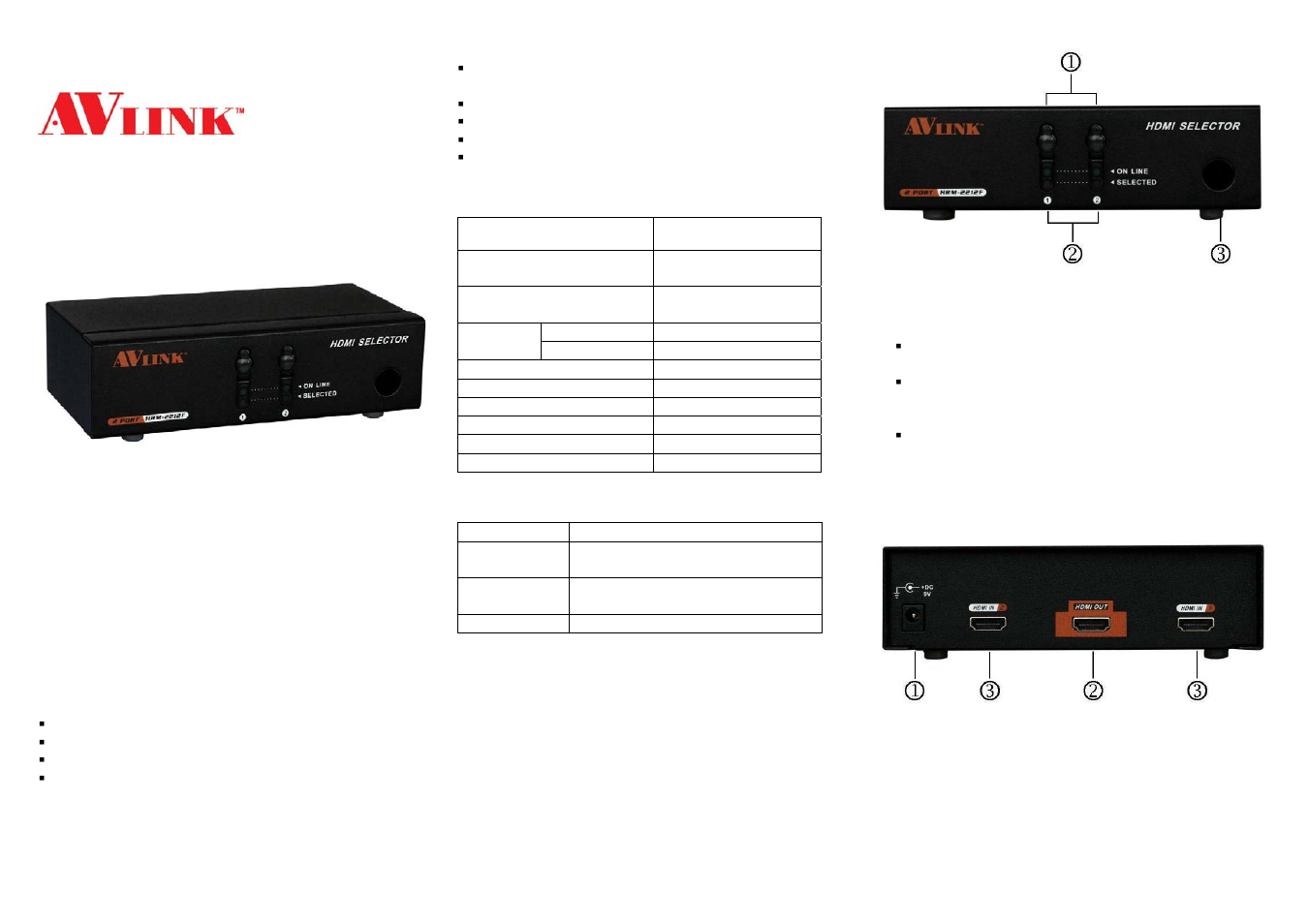 Avlink HRM-2212F User Manual | 2 pages