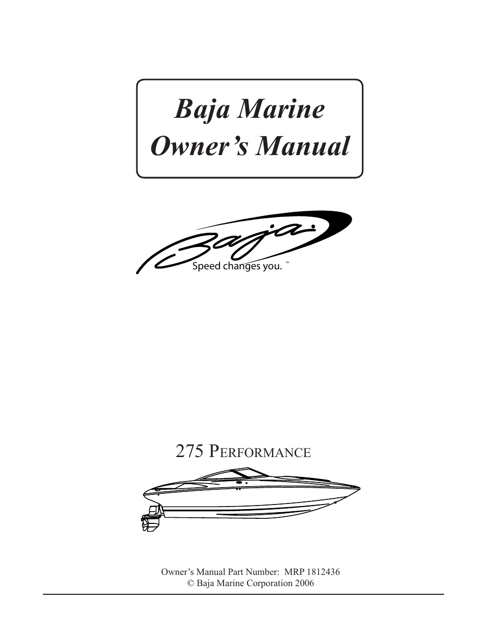 Baja Marine Performance 275 User Manual | 87 pages