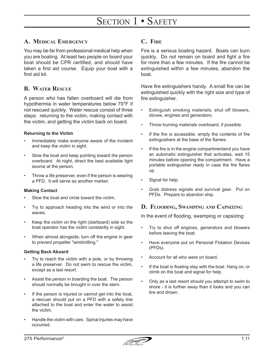 1 • s, Ection, Afety | A. m, B. w, C. f, D. f | Baja Marine Performance 275 User Manual | Page 21 / 87