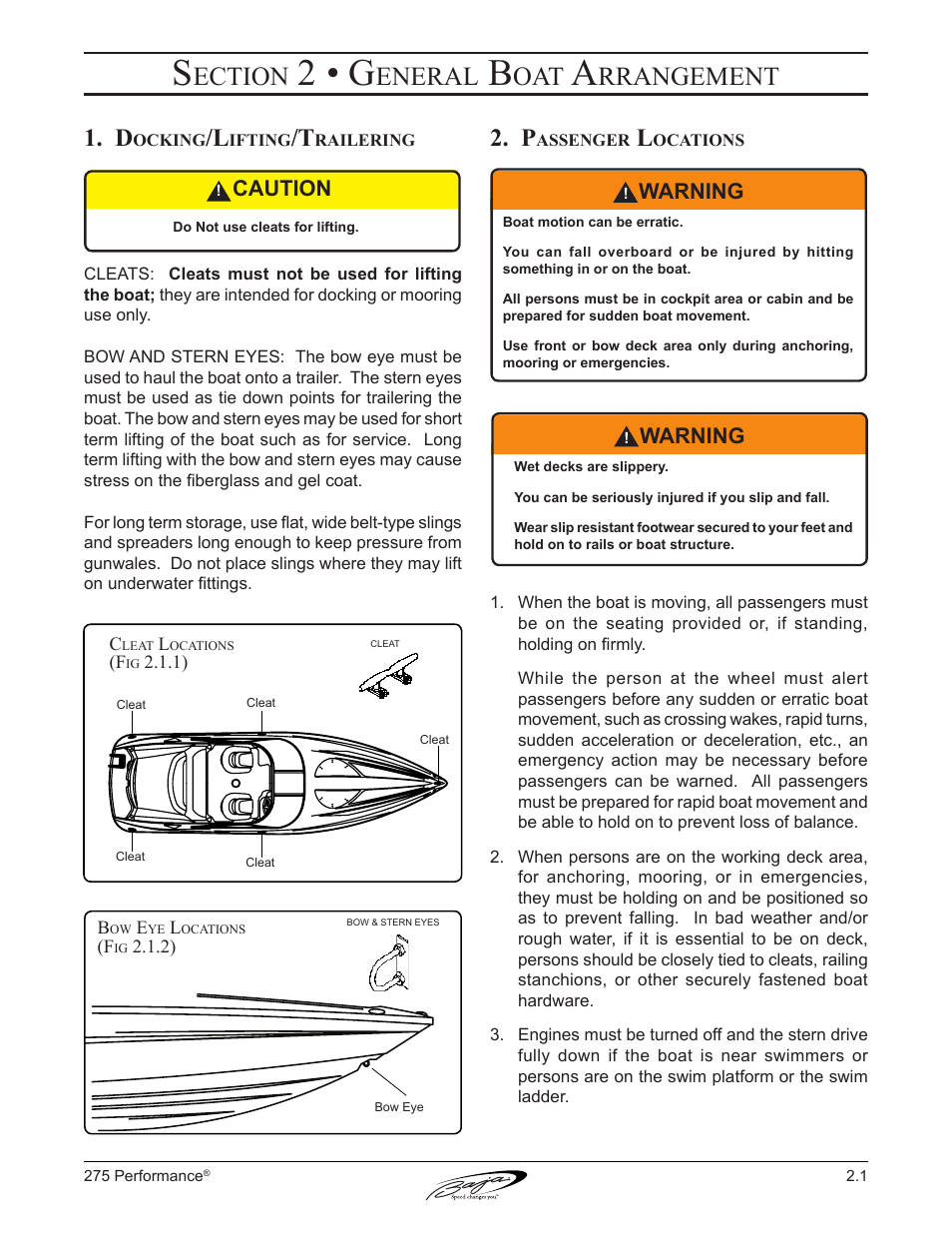 2 • g, Ection, Eneral | Rrangement, Caution, Warning | Baja Marine Performance 275 User Manual | Page 29 / 87