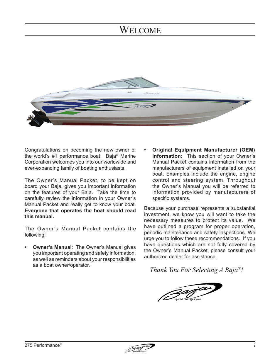 Elcome | Baja Marine Performance 275 User Manual | Page 3 / 87