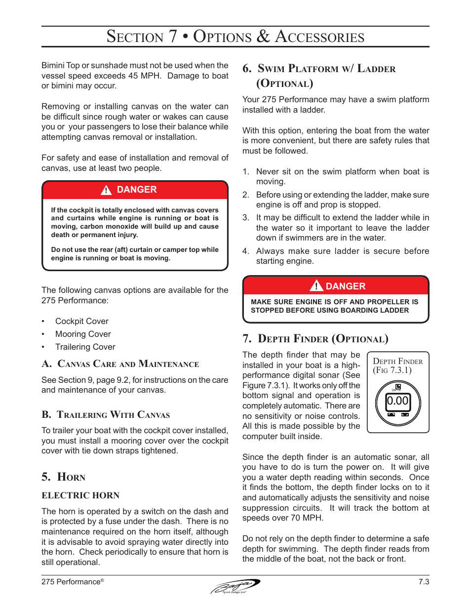 7 • o, Ection, Ptions | Ccessories | Baja Marine Performance 275 User Manual | Page 64 / 87
