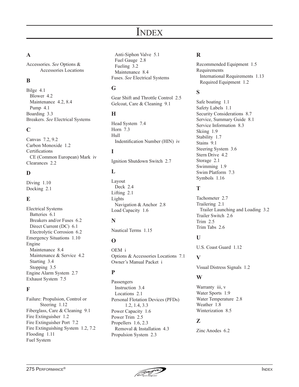 Ndex | Baja Marine Performance 275 User Manual | Page 86 / 87