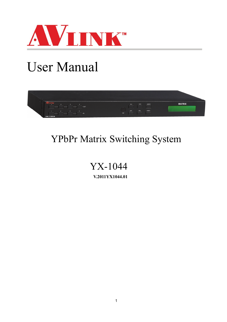 Avlink YX-1044 User Manual | 30 pages