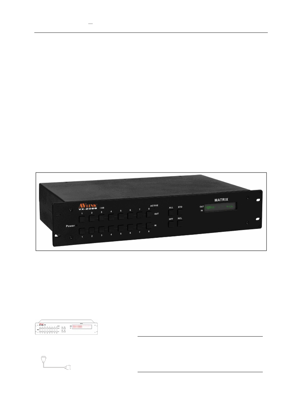 0 matrix system overview, 1 vx matrix system, 2 vx matrix system packing | Avlink VX-2088 User Manual | Page 5 / 30