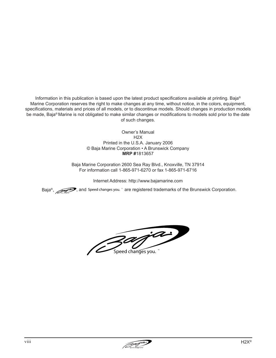 Speed changes you | Baja Marine Performance H2X User Manual | Page 10 / 83