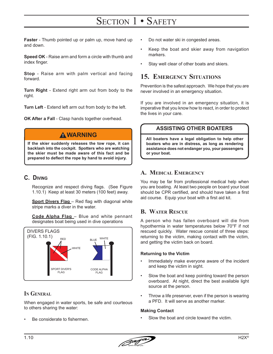 1 • s, Ection, Afety | C. d, A. m, B. w, Warning | Baja Marine Performance H2X User Manual | Page 20 / 83