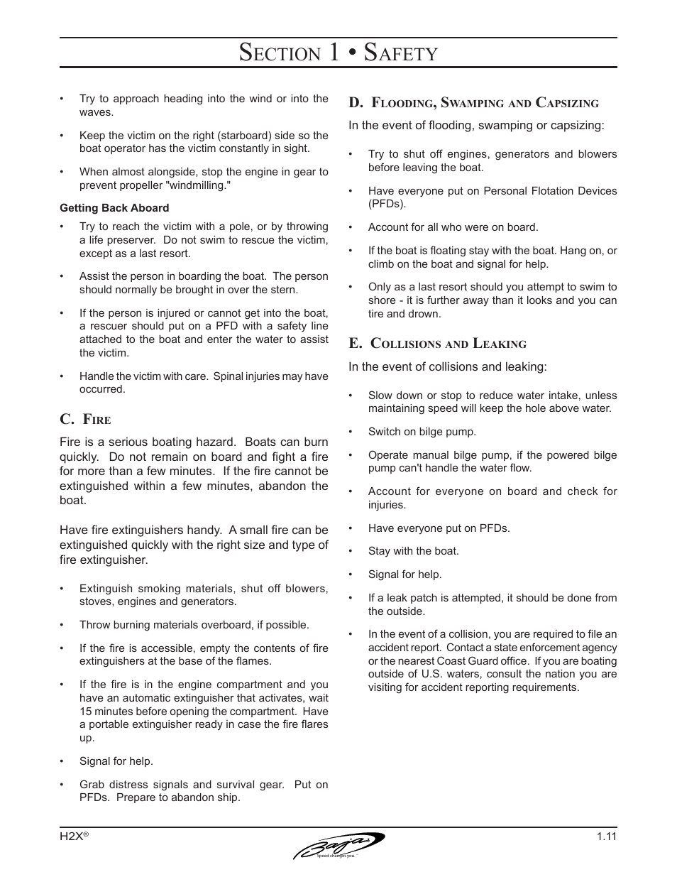 1 • s, Ection, Afety | D. f, E. c, C. f | Baja Marine Performance H2X User Manual | Page 21 / 83