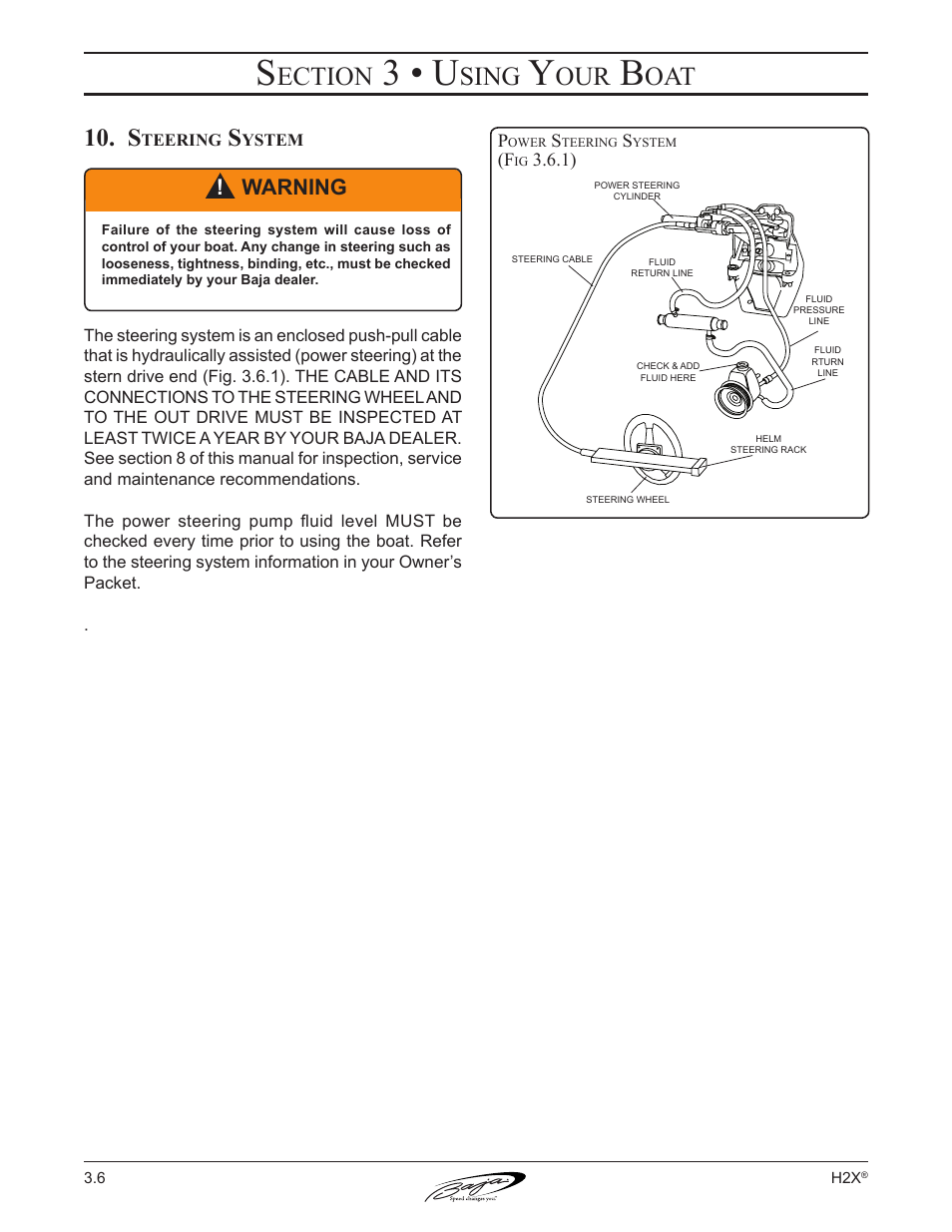 3 • u, Ection, Sing | Warning | Baja Marine Performance H2X User Manual | Page 42 / 83