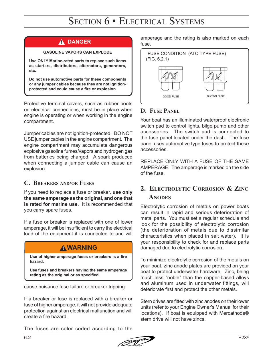 6 • e, Ection, Lectrical | Ystems, C. b, D. f, Warning | Baja Marine Performance H2X User Manual | Page 52 / 83