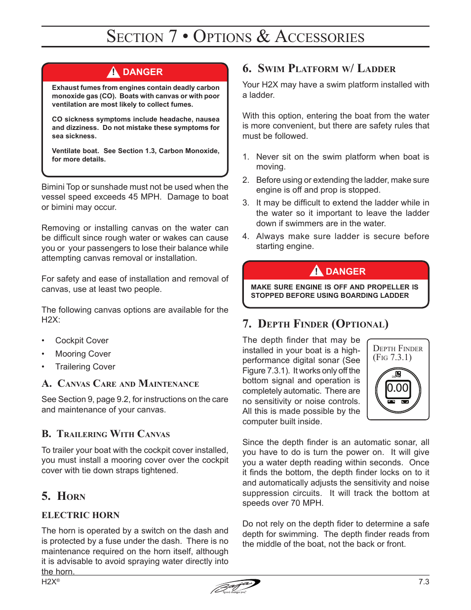 7 • o, Ection, Ptions | Ccessories | Baja Marine Performance H2X User Manual | Page 61 / 83