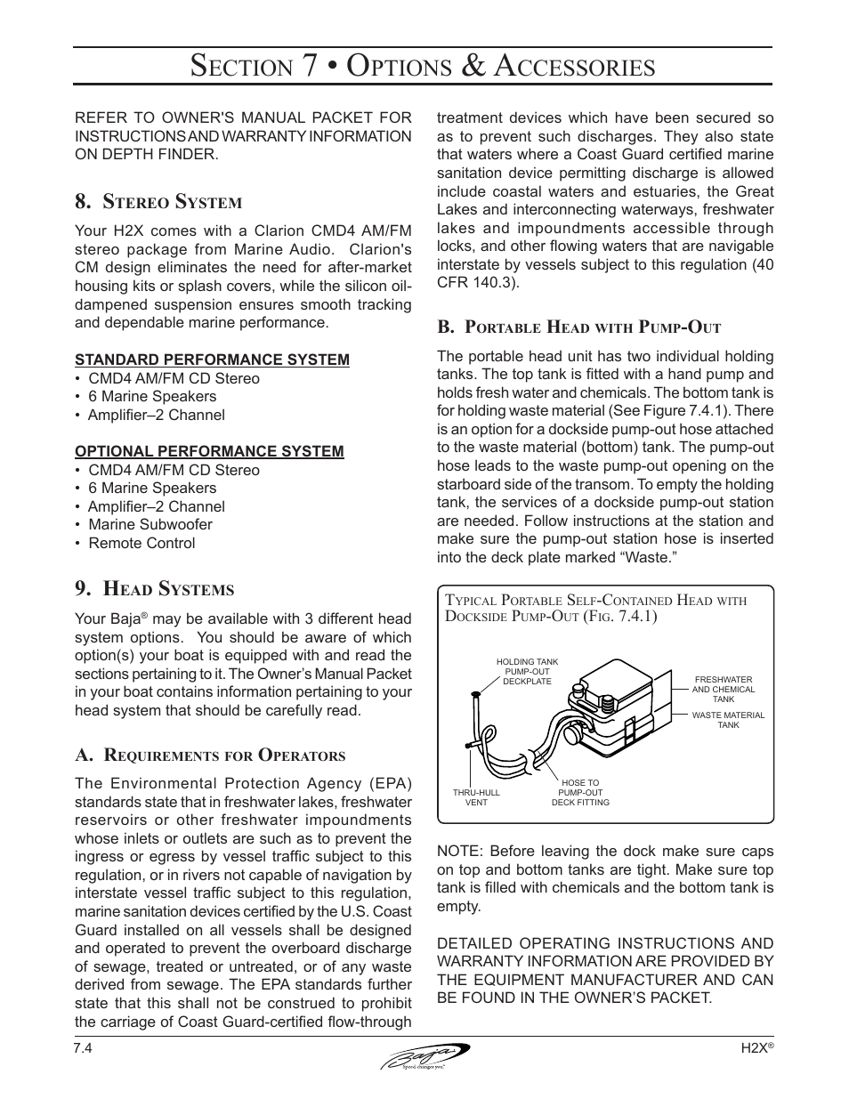7 • o, Ection, Ptions | Ccessories, A. r, B. p | Baja Marine Performance H2X User Manual | Page 62 / 83