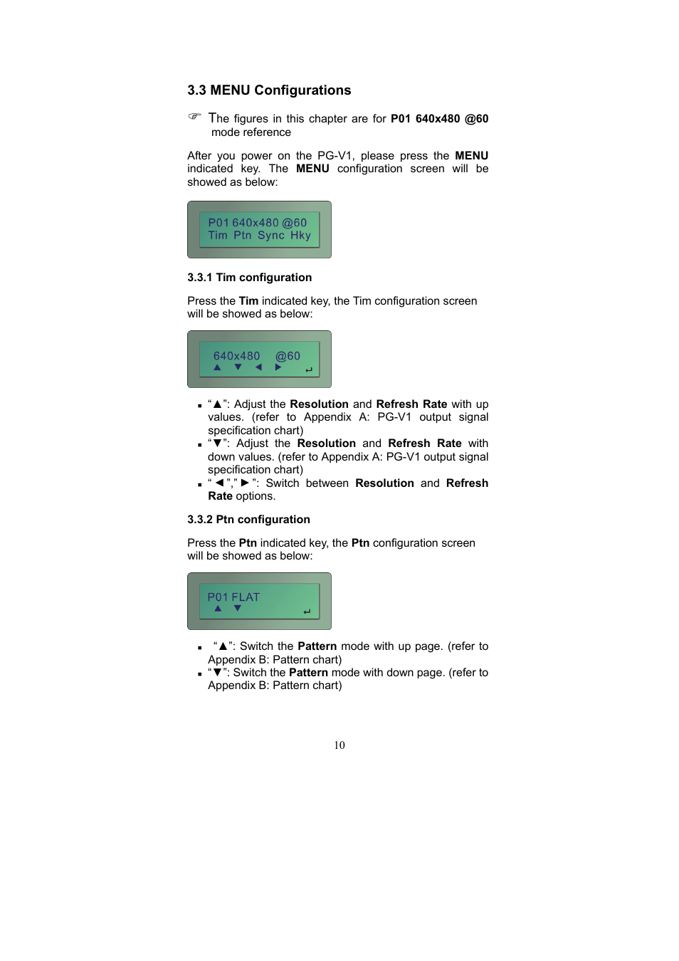 3 menu configurations | Avlink PG-V1 User Manual | Page 11 / 20