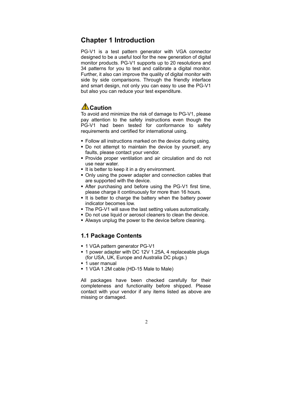 Chapter 1 introduction | Avlink PG-V1 User Manual | Page 3 / 20