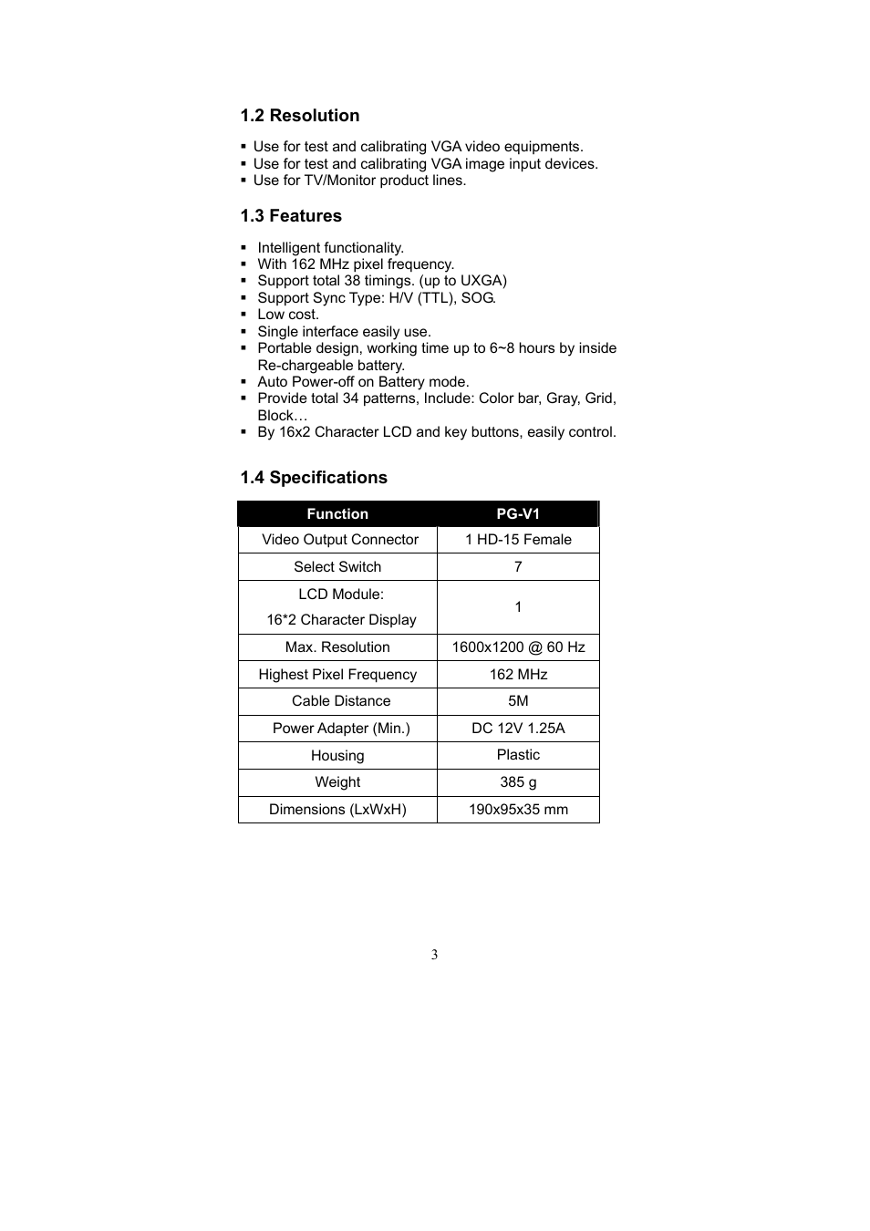 Avlink PG-V1 User Manual | Page 4 / 20