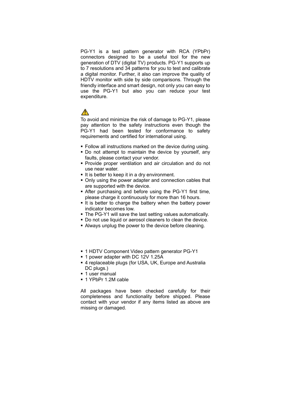 Chapter 1 introduction | Avlink PG-Y1 User Manual | Page 3 / 18