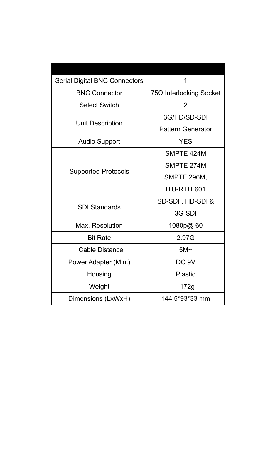 Specifications | Avlink PG-3D1X User Manual | Page 5 / 10