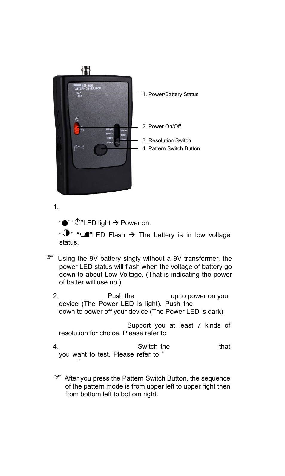 Top panel | Avlink PG-3D1X User Manual | Page 6 / 10