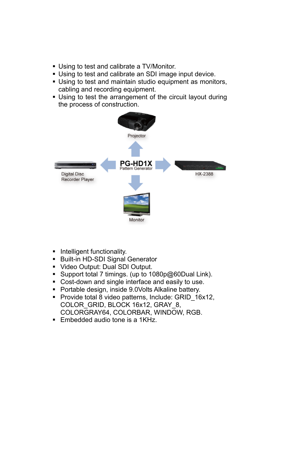 Resolution, Features | Avlink PG-HD1X User Manual | Page 4 / 10