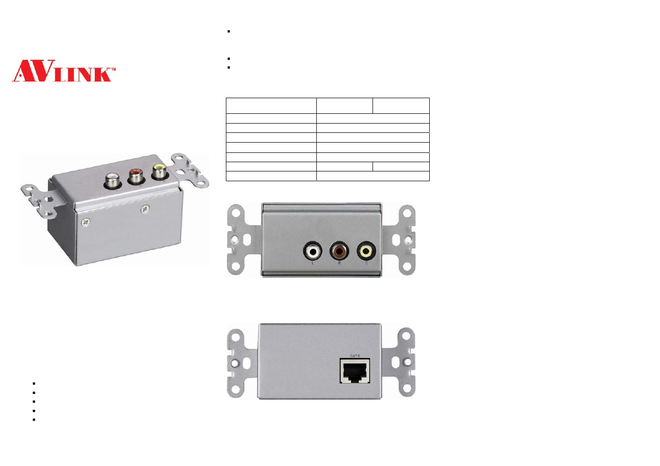 Avlink WCV-EJN User Manual | 2 pages