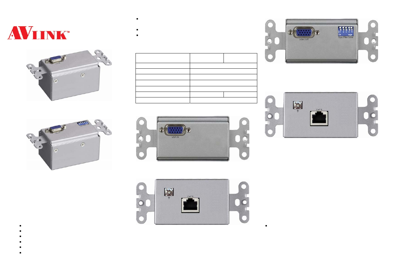 Avlink WVGA-EJN User Manual | 2 pages