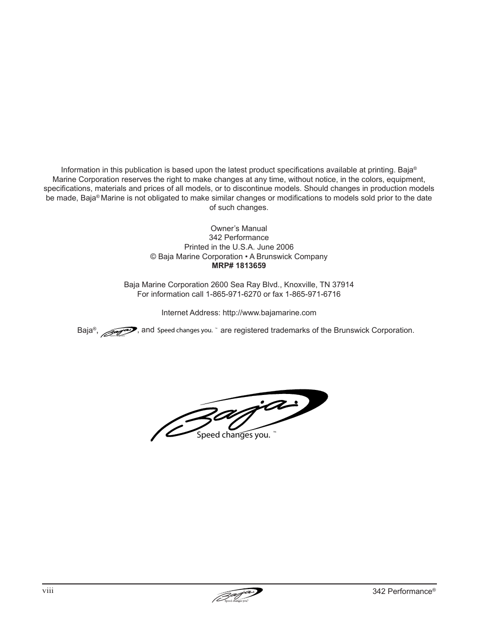 Speed changes you | Baja Marine Performance 342 User Manual | Page 10 / 85