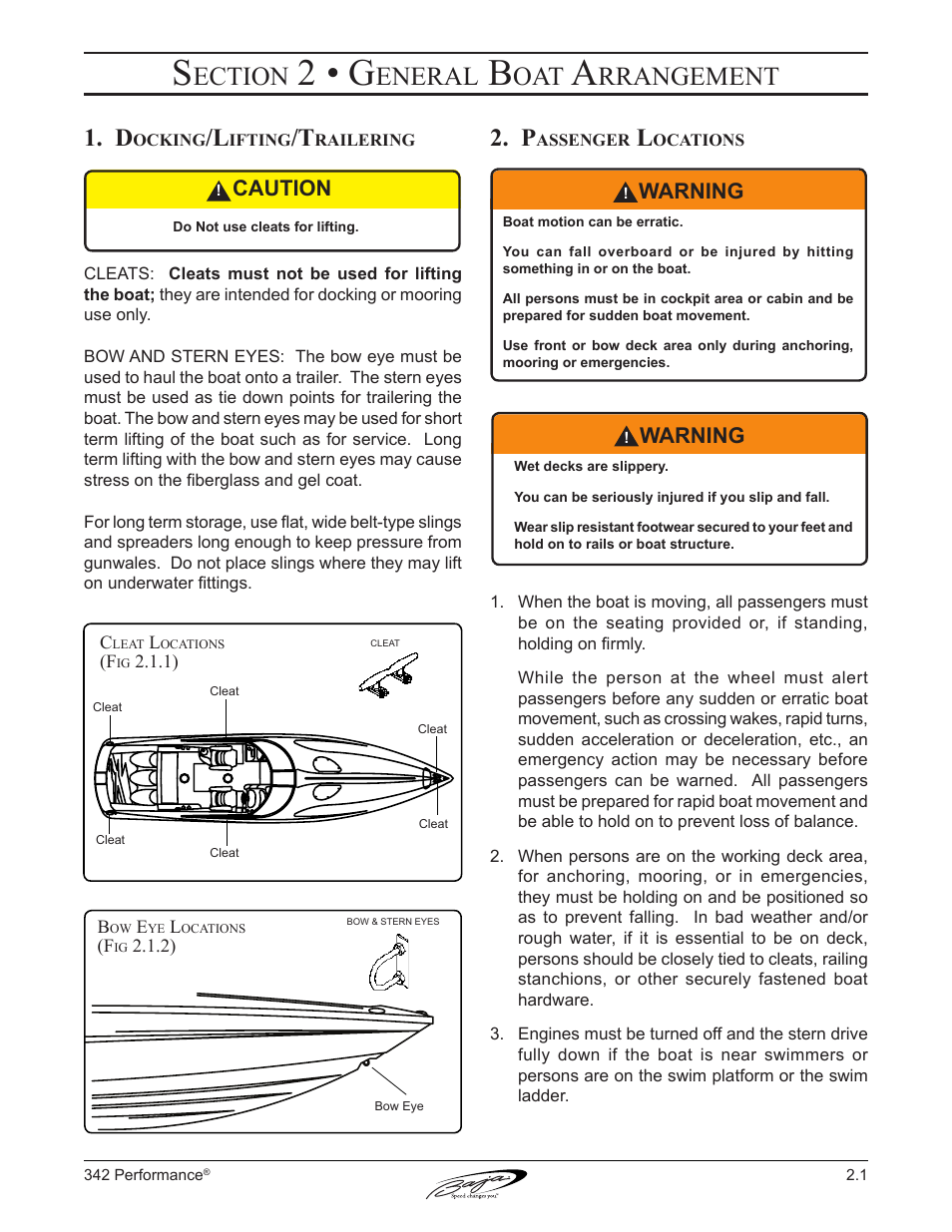 2 • g, Ection, Eneral | Rrangement, Caution, Warning | Baja Marine Performance 342 User Manual | Page 29 / 85