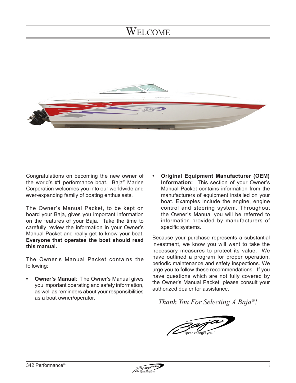 Elcome | Baja Marine Performance 342 User Manual | Page 3 / 85