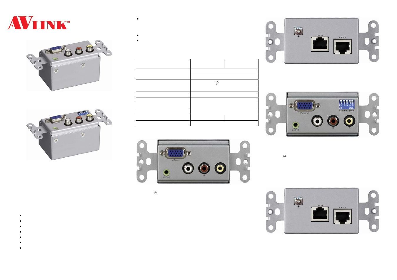 Avlink WCAV-EJN User Manual | 2 pages