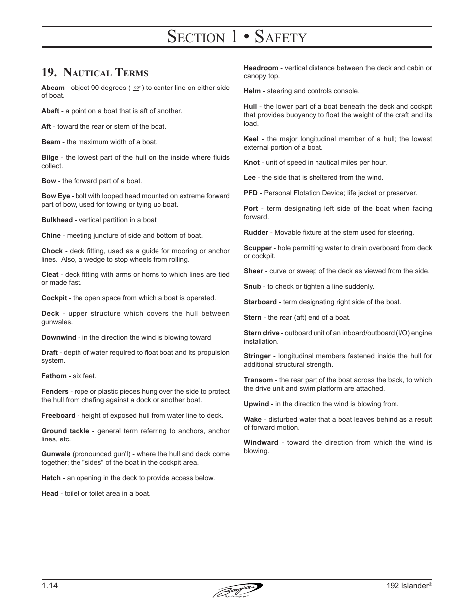 1 • s, Ection, Afety | Baja Marine 192 Islander User Manual | Page 24 / 82