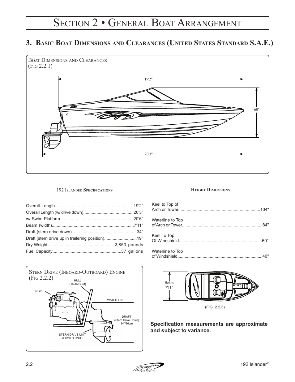 2 • g, Ection, Eneral | Rrangement, S.a.e.) | Baja Marine 192 Islander User Manual | Page 30 / 82