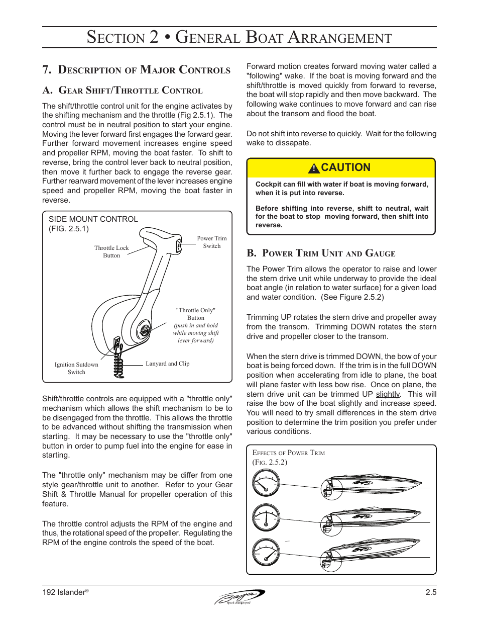2 • g, Ection, Eneral | Rrangement, A. g, B. p, Caution | Baja Marine 192 Islander User Manual | Page 33 / 82