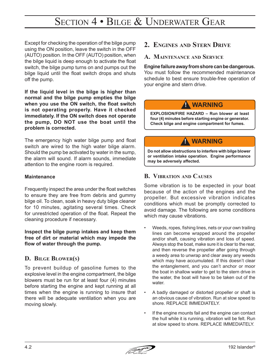 4 • b, Ection, Ilge | Nderwater | Baja Marine 192 Islander User Manual | Page 44 / 82