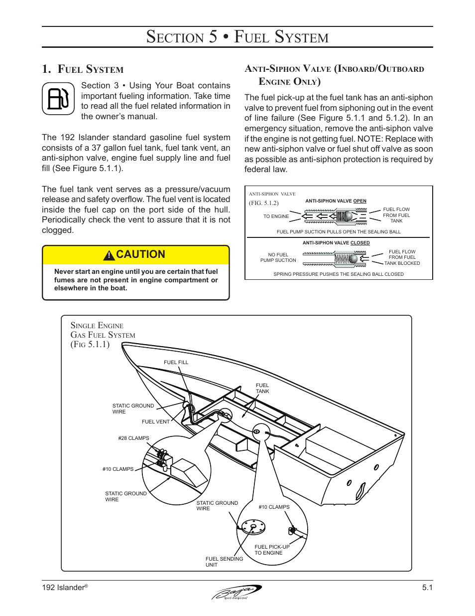 5 • f, Ection, Ystem | Caution | Baja Marine 192 Islander User Manual | Page 47 / 82