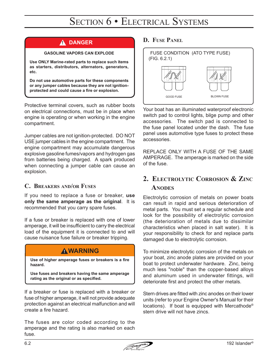 6 • e, Ection, Lectrical | Ystems | Baja Marine 192 Islander User Manual | Page 52 / 82
