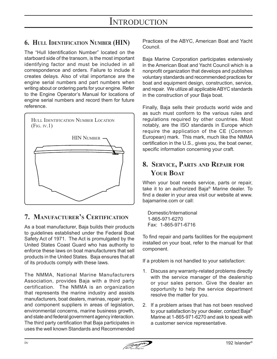 Ntroduction, Hin) | Baja Marine 192 Islander User Manual | Page 6 / 82