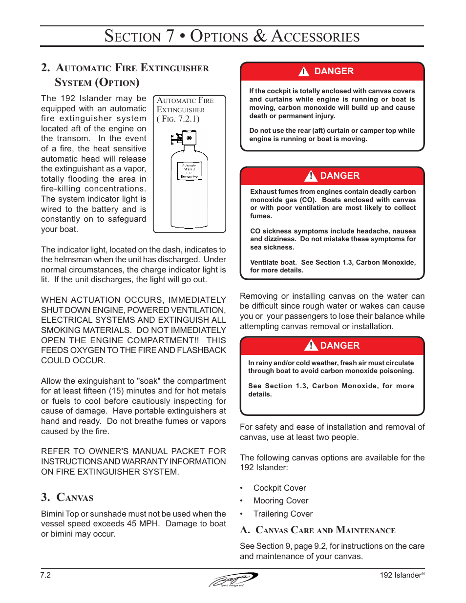 7 • o, Ection, Ptions | Ccessories | Baja Marine 192 Islander User Manual | Page 60 / 82